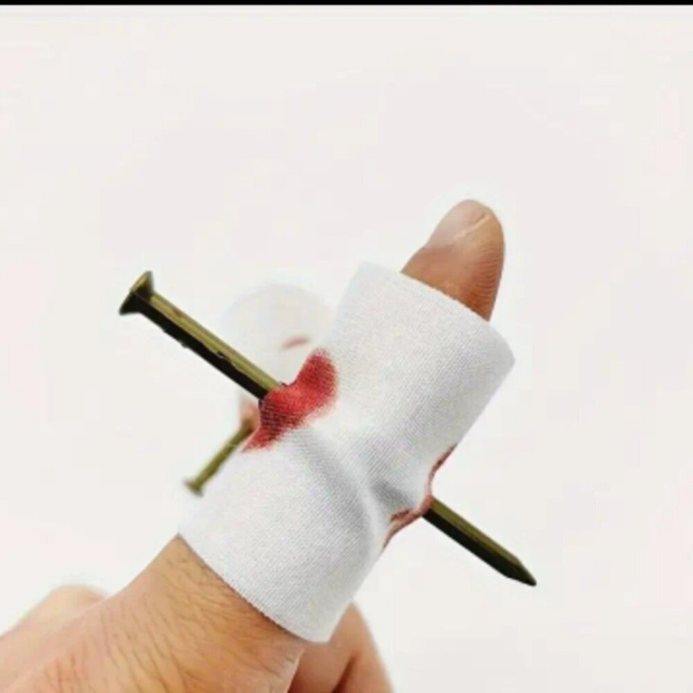 Halloween Nail Through Finger - Set of 2 ,  NEW